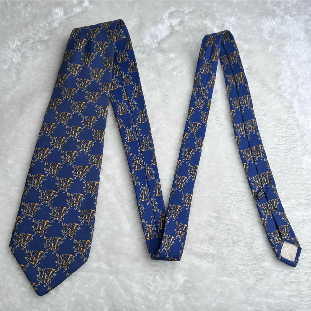 Dior Blue and Gold Men's Tie - Picture 6 of 9